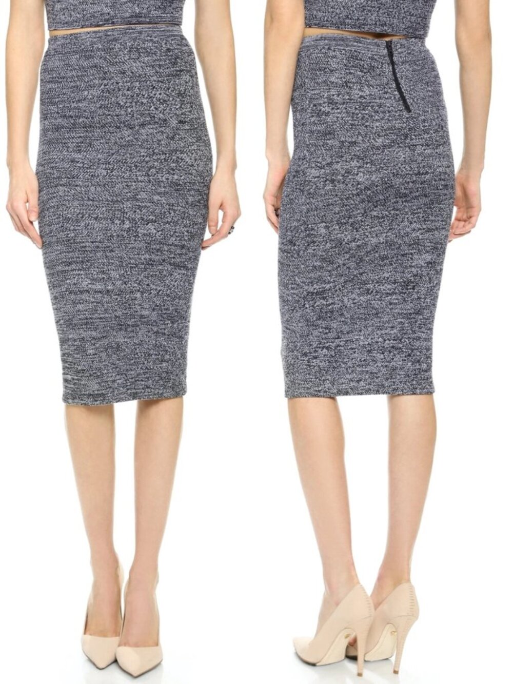 ALICE + OLIVIA Employed Morena 100% Wool Knit Pencil Skirt Womens M Luxury Work